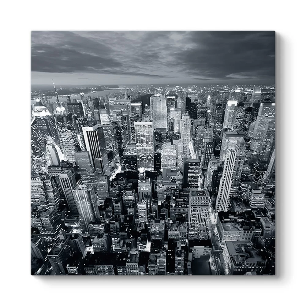 Siyah Beyaz New York Skyline Tablosu - Model 3